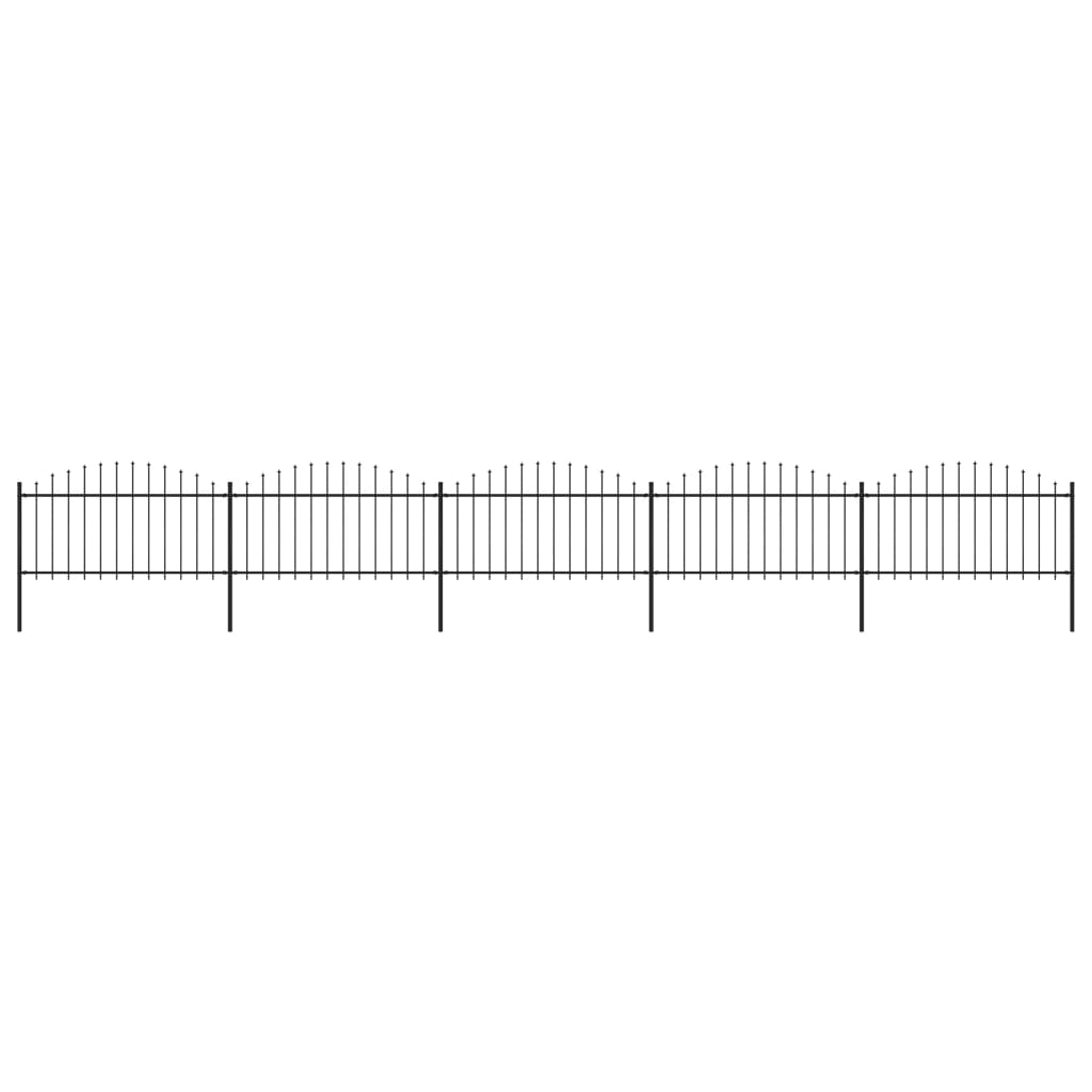 vidaXL Clôture de jardin à dessus en lance Acier (1,25-1,5)x8,5 m Noir