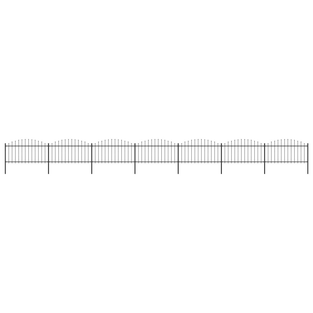 vidaXL Clôture de jardin à dessus en lance Acier (1,25-1,5)x11,9m Noir