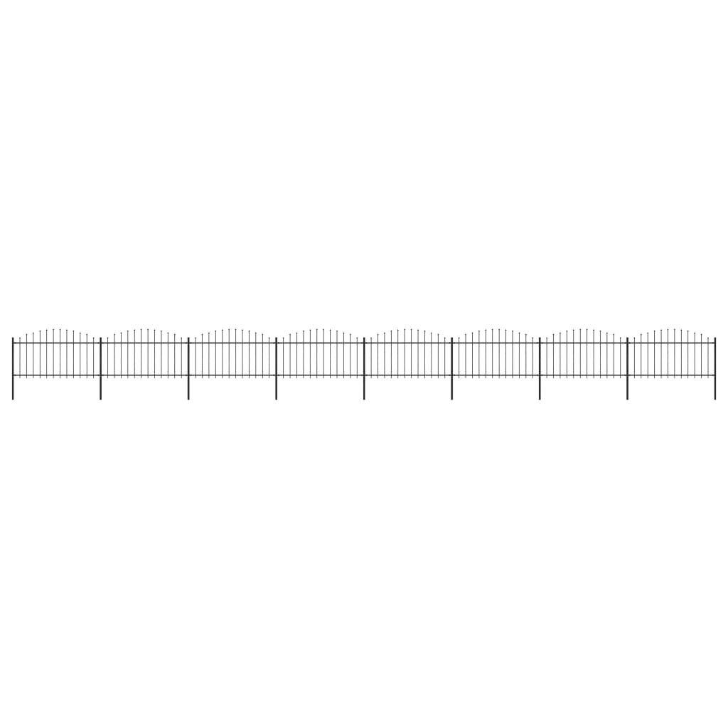 vidaXL Clôture de jardin à dessus en lance Acier (1,25-1,5)x13,6m Noir