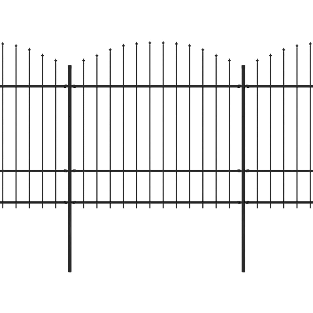 vidaXL Clôture de jardin à dessus en lance Acier (1,5-1,75)x3,4 m Noir