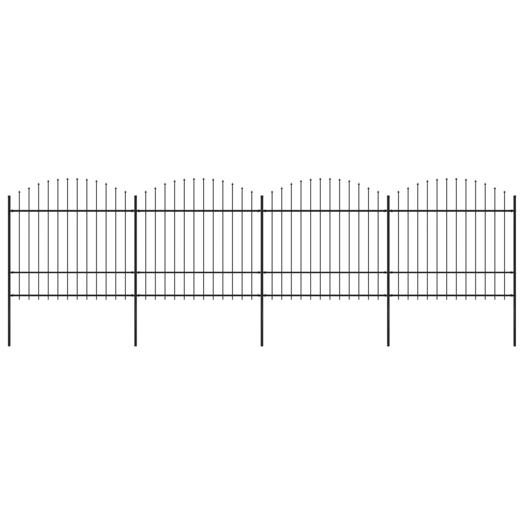 vidaXL Clôture de jardin à dessus en lance Acier (1,5-1,75)x6,8 m Noir