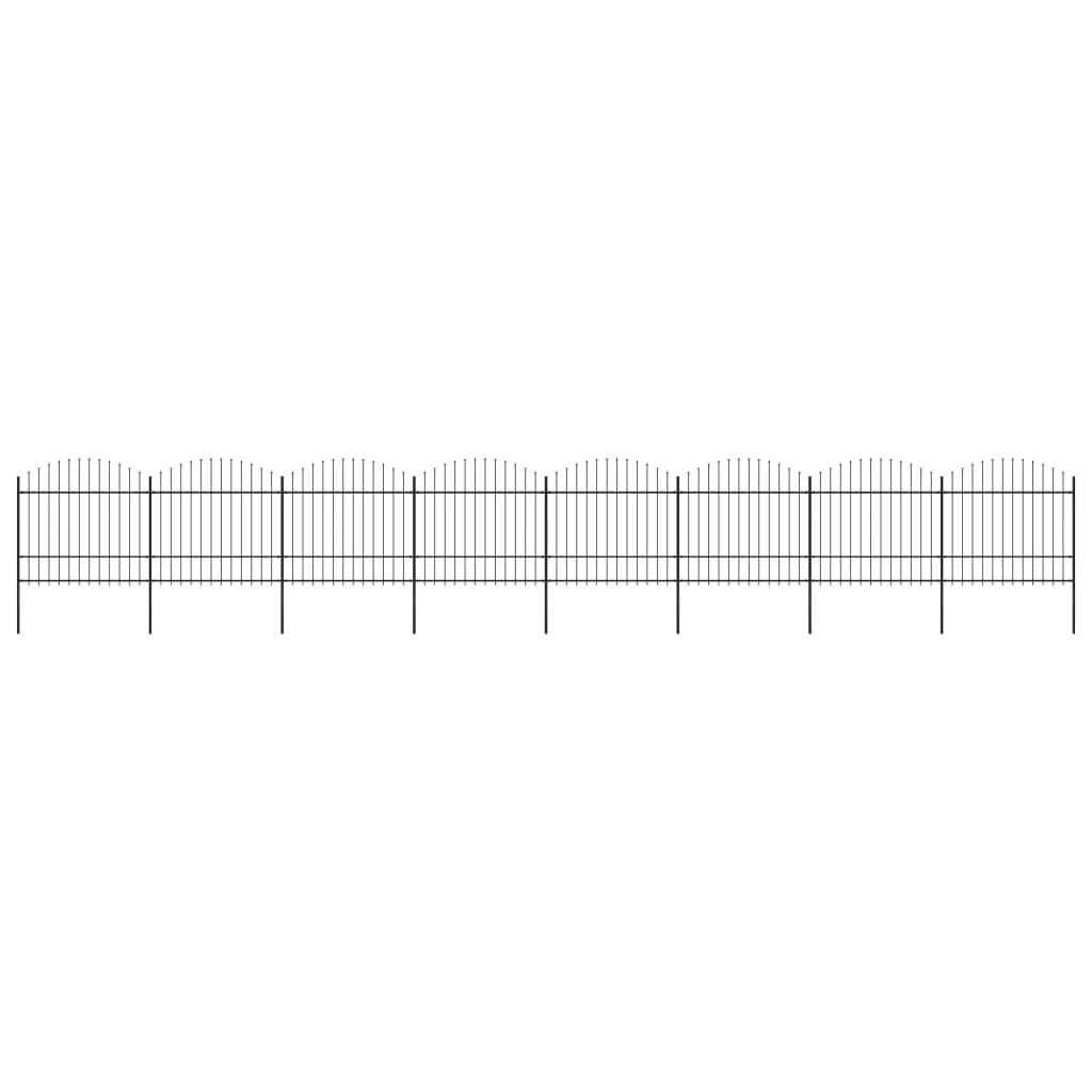 vidaXL Clôture de jardin à dessus en lance Acier (1,5-1,75)x13,6m Noir