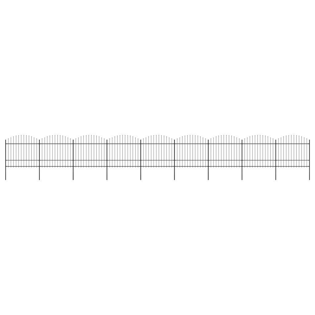 vidaXL Clôture de jardin à dessus en lance Acier (1,5-1,75)x15,3m Noir