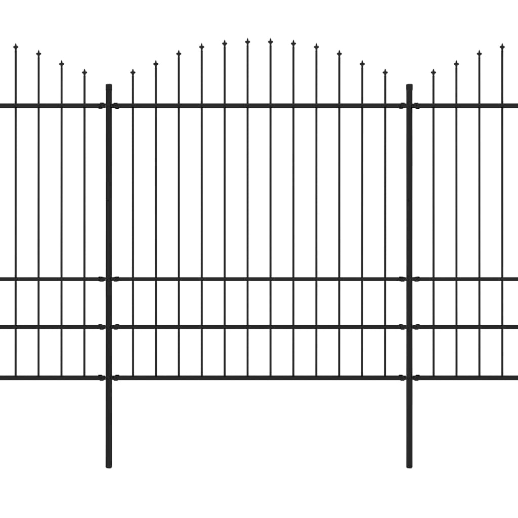 vidaXL Clôture de jardin à dessus en lance Acier (1,75-2)x6,8 m Noir