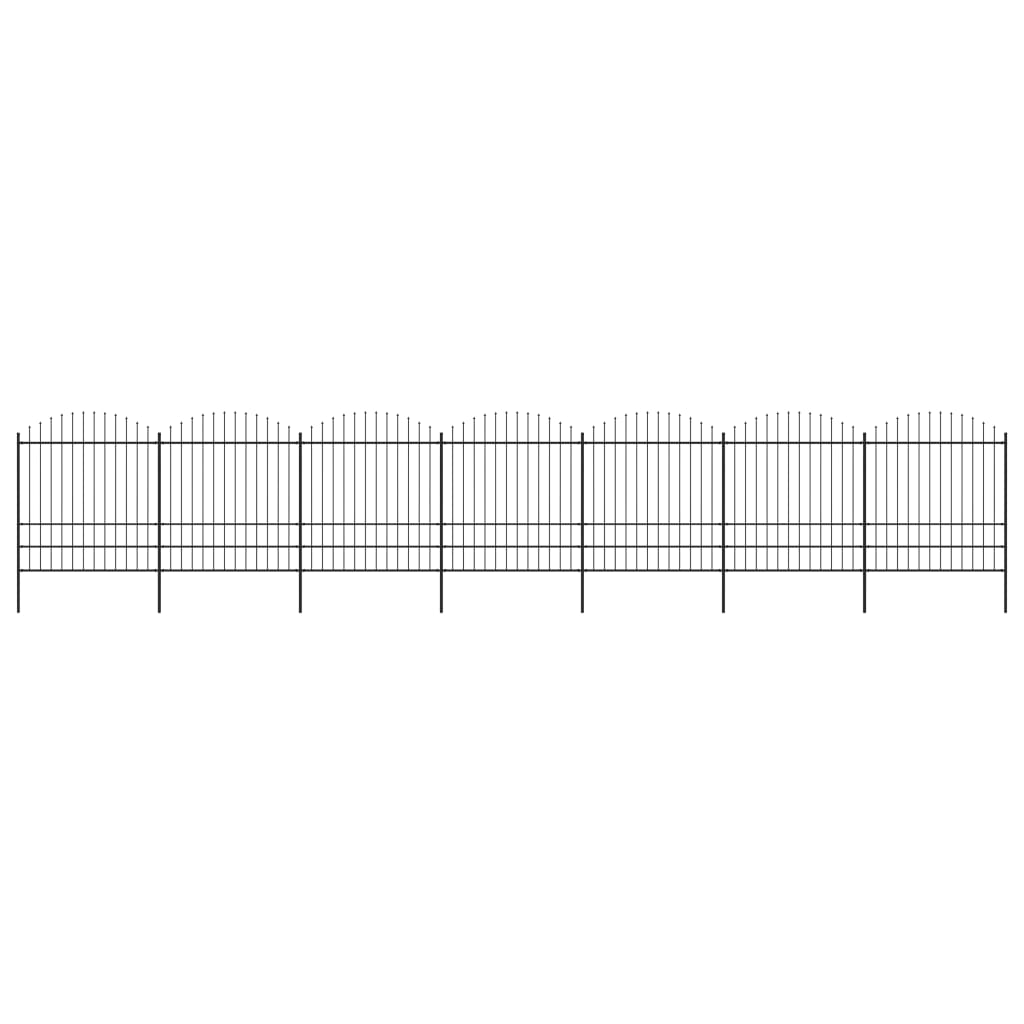 vidaXL Clôture de jardin à dessus en lance Acier (1,75-2)x11,9 m Noir