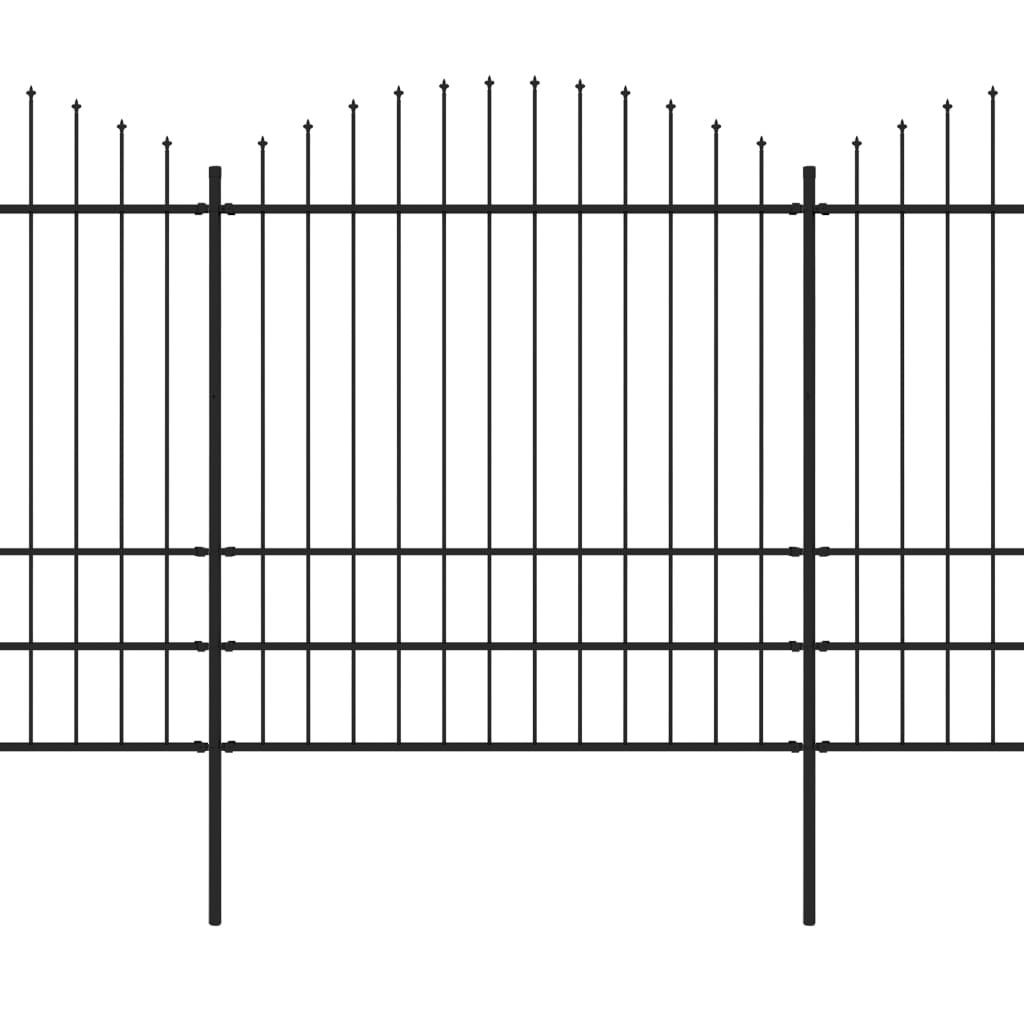 vidaXL Clôture de jardin à dessus en lance Acier (1,75-2)x11,9 m Noir