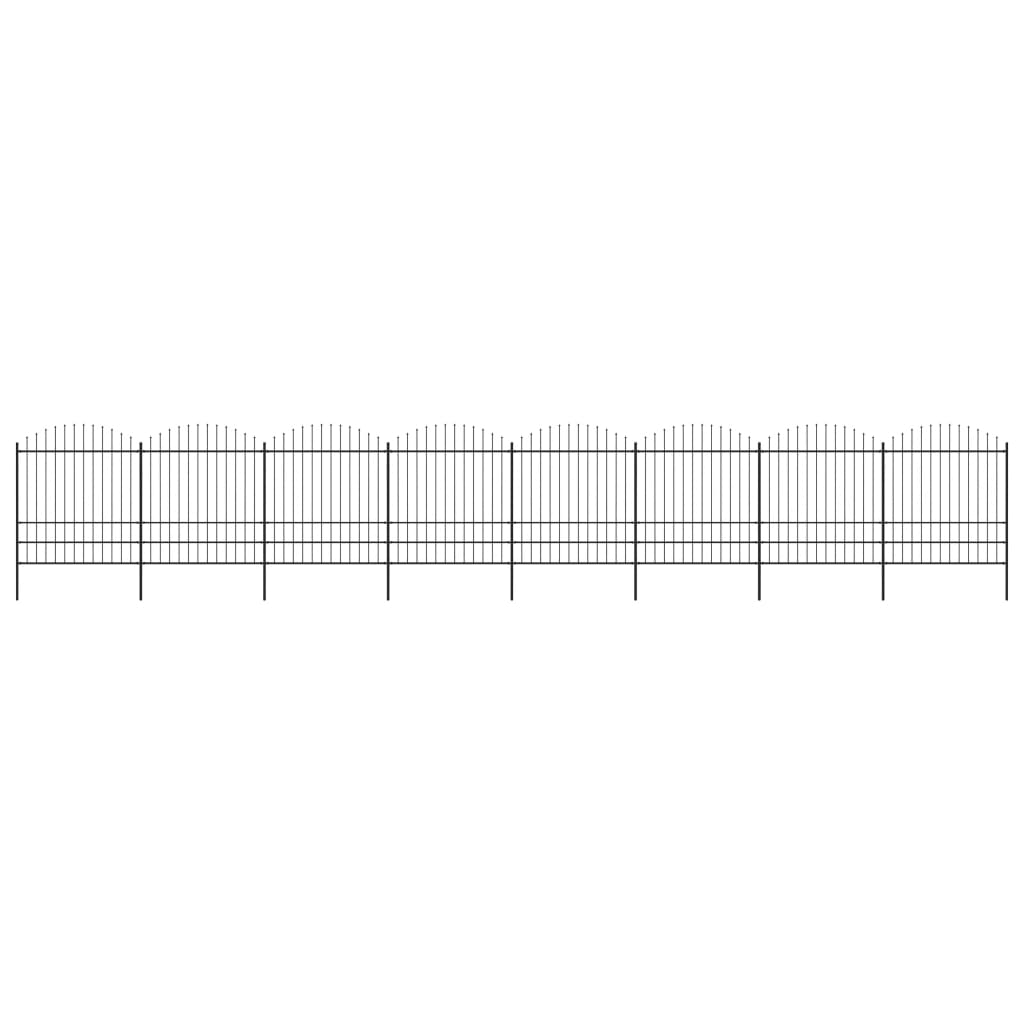 vidaXL Clôture de jardin à dessus en lance Acier (1,75-2)x13,6 m Noir