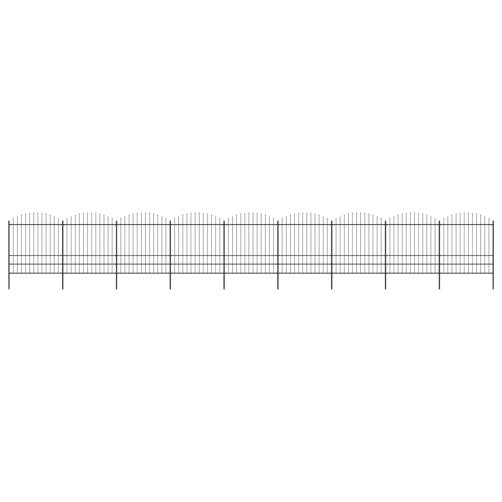 vidaXL Clôture de jardin à dessus en lance Acier (1,75-2)x15,3 m Noir