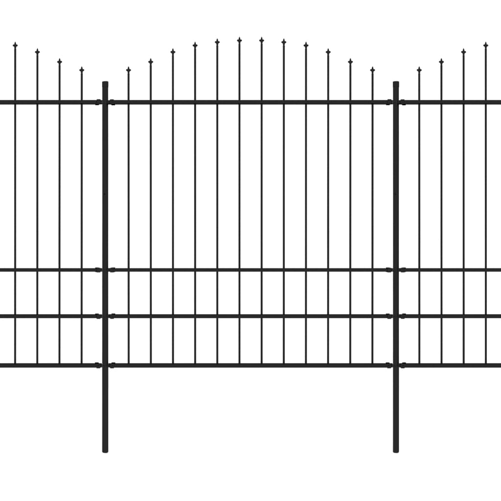 vidaXL Clôture de jardin à dessus en lance Acier (1,75-2)x17 m Noir