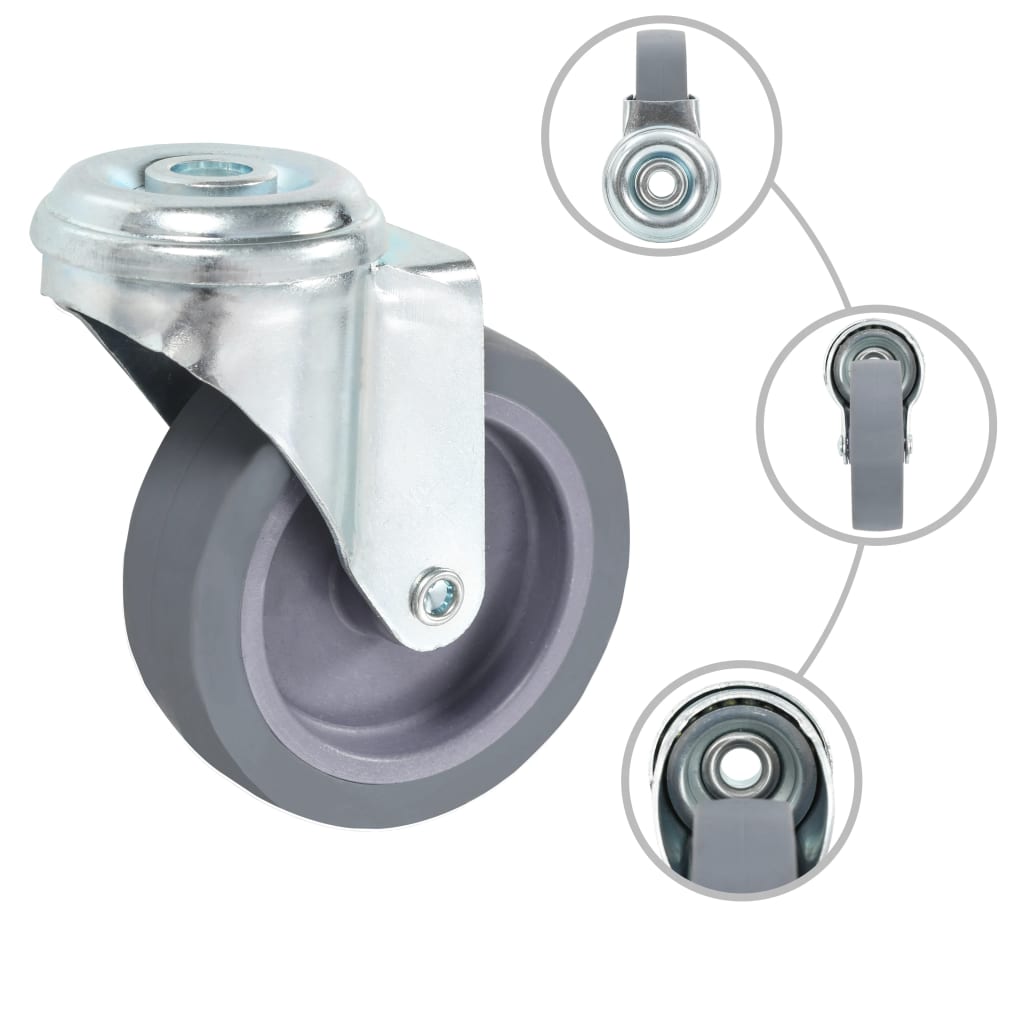 vidaXL 12 pcs Roulettes pivotantes à trou de boulon 75 mm