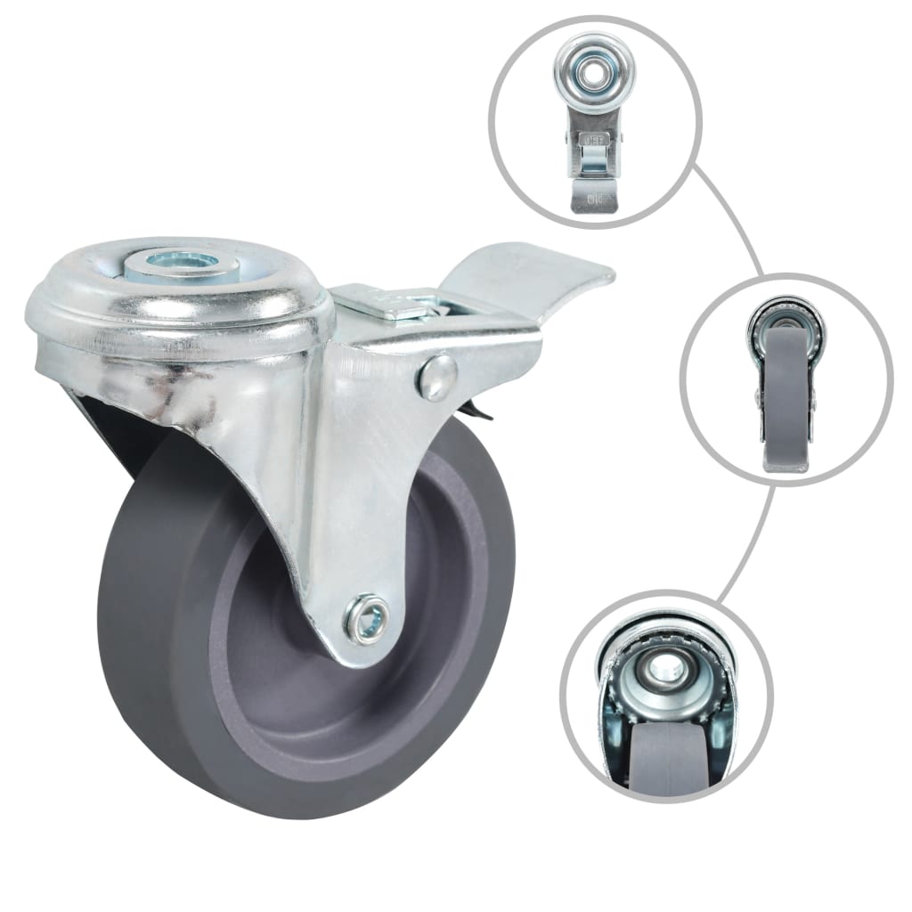 vidaXL 12 pcs Roulettes pivotantes à trou de boulon 75 mm