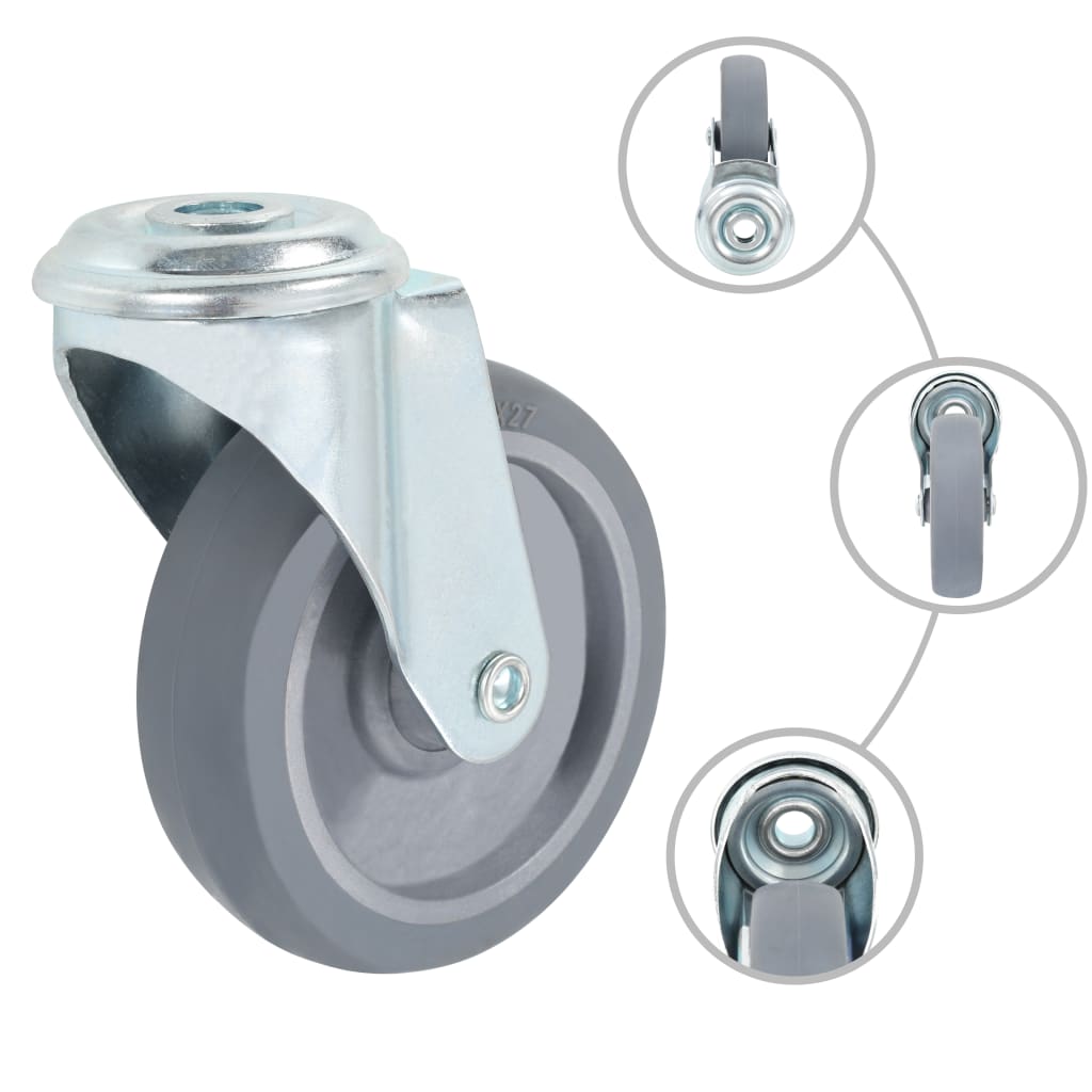 vidaXL 8 pcs Roulettes pivotantes à trou de boulon 100 mm