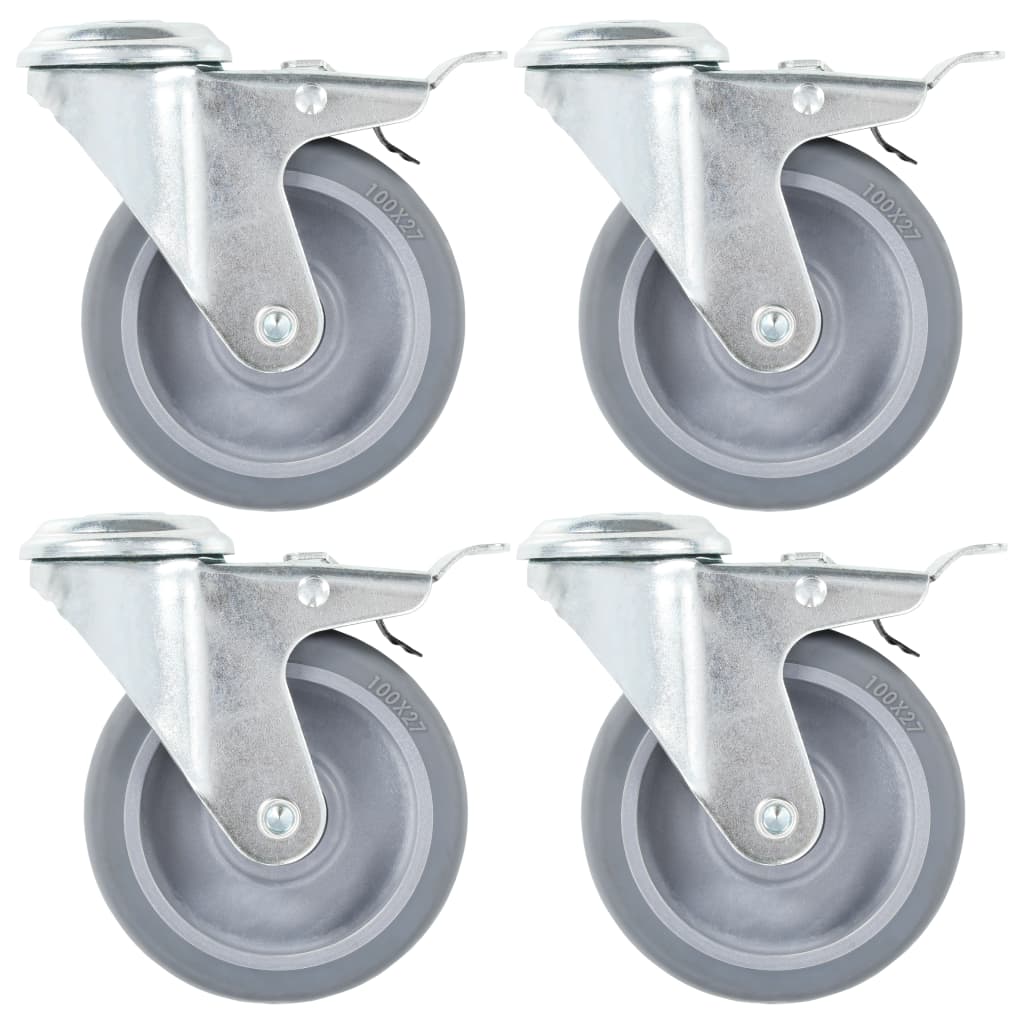 vidaXL 8 pcs Roulettes pivotantes à trou de boulon 100 mm