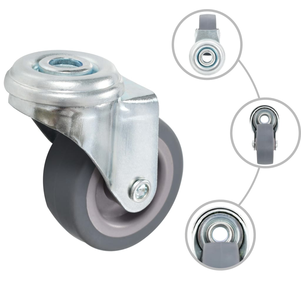 vidaXL 8 pcs Roulettes pivotantes à trou de boulon 50 mm