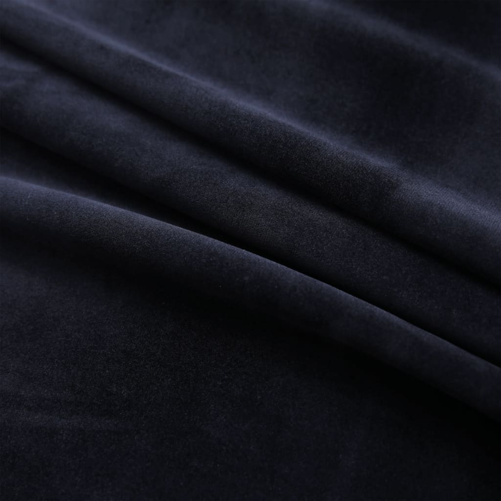 vidaXL Rideaux occultants avec anneaux 2 pcs Velours Noir 140x225 cm