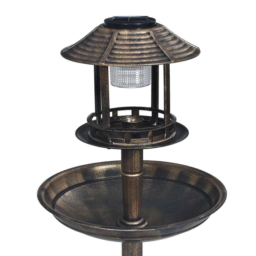 vidaXL Bain décoratif pour oiseaux à LED à énergie solaire Plastique