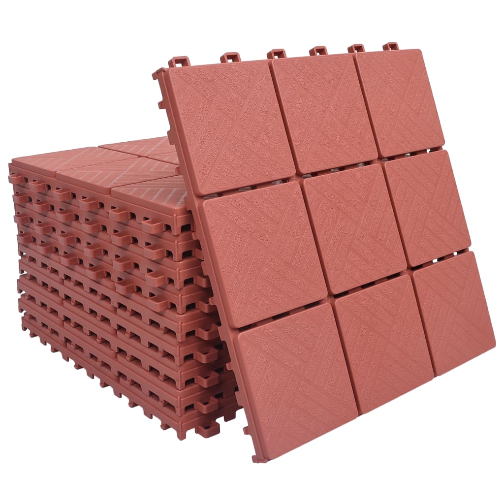 vidaXL Carreaux de terrasse 10 pcs Rouge 30,5x30,5 cm Plastique