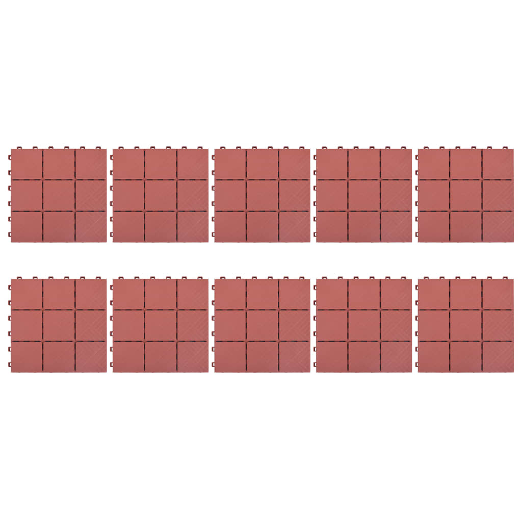 vidaXL Carreaux de terrasse 10 pcs Rouge 30,5x30,5 cm Plastique