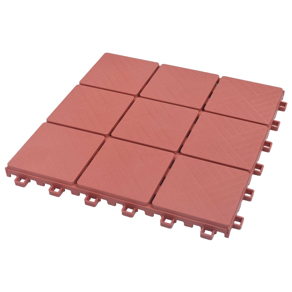 vidaXL Carreaux de terrasse 10 pcs Rouge 30,5x30,5 cm Plastique