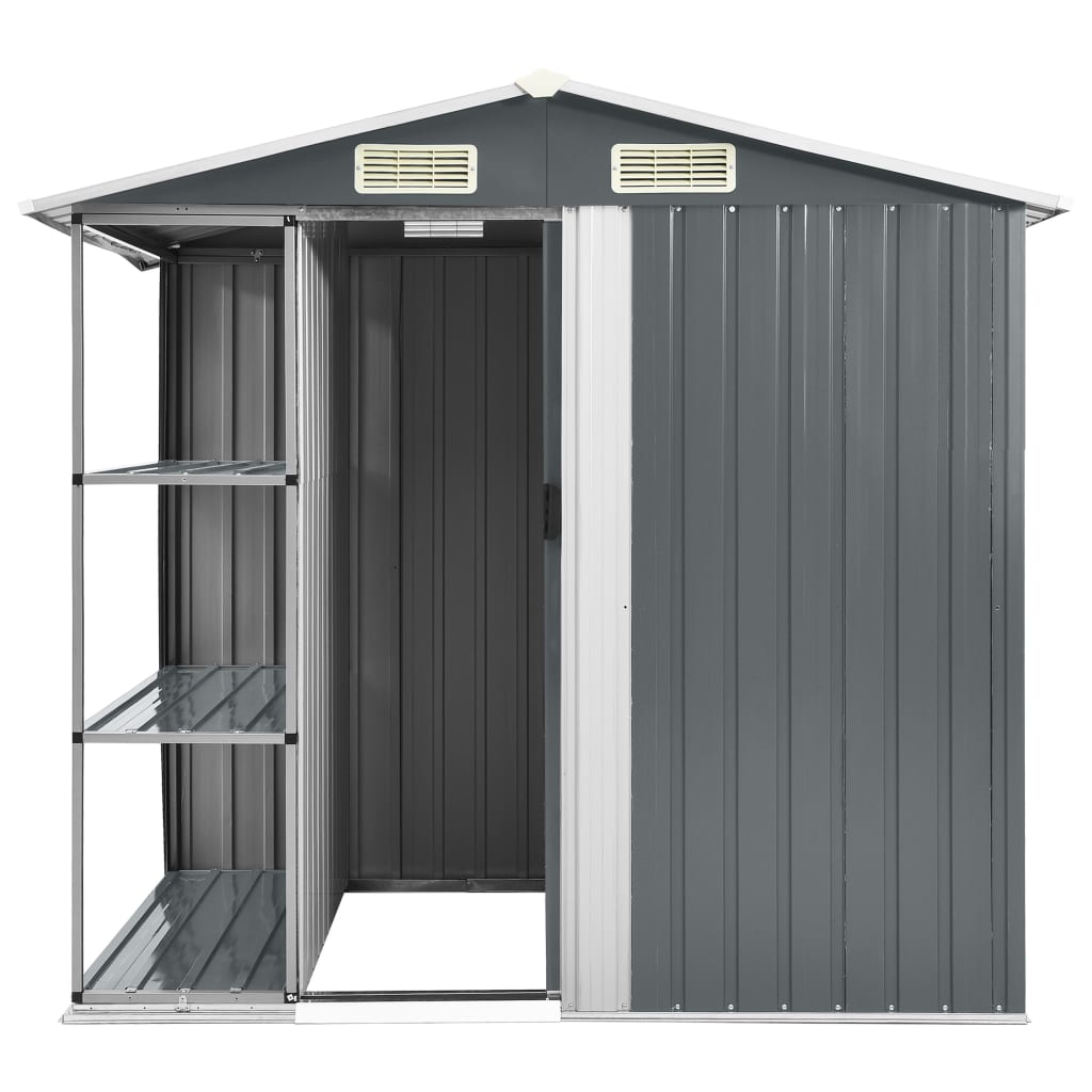 vidaXL Abri de jardin avec étagère Gris 205x130x183 cm Fer
