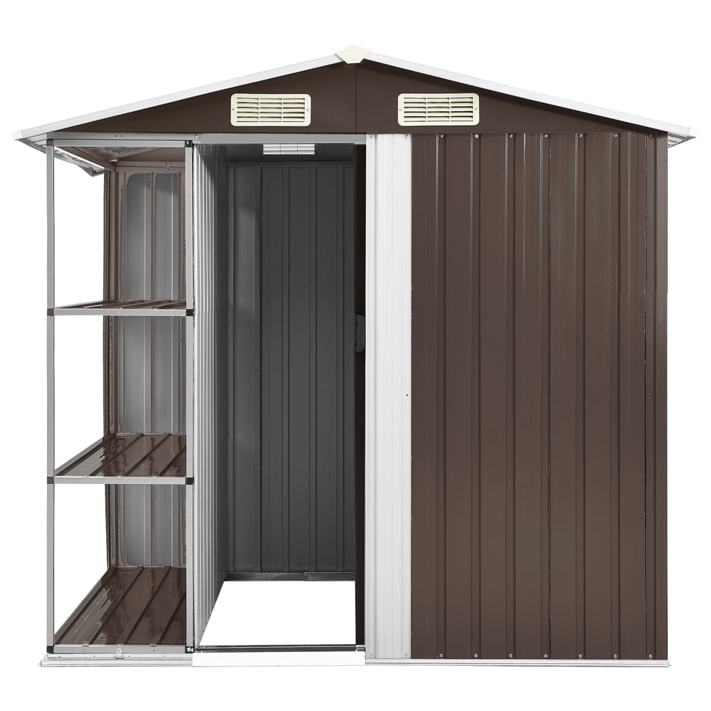 vidaXL Abri de jardin avec étagère Marron 205x130x183 cm Fer
