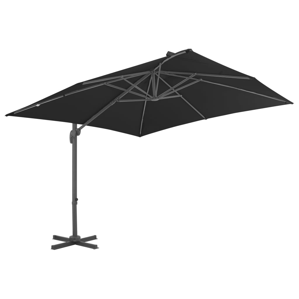 vidaXL Parasol de jardin en porte-à-faux avec mât en aluminium noir