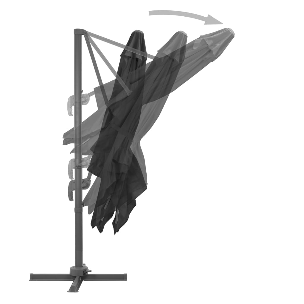 vidaXL Parasol de jardin en porte-à-faux avec mât en aluminium noir