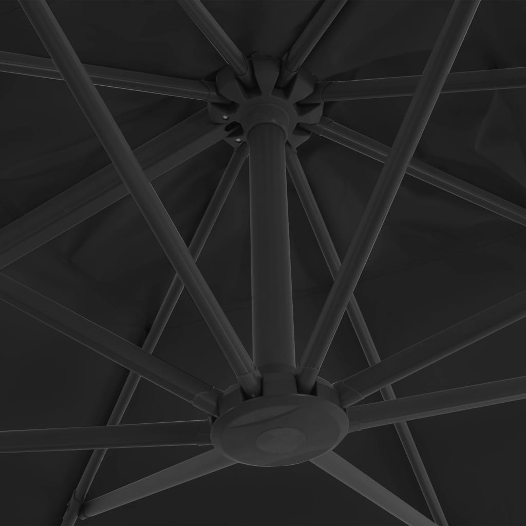 vidaXL Parasol de jardin en porte-à-faux avec mât en aluminium noir