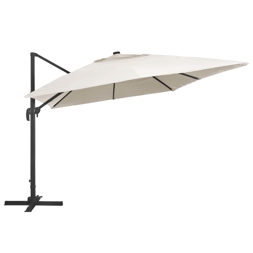 vidaXL Parasol de jardin en porte-à-faux lumières LED mât en aluminium