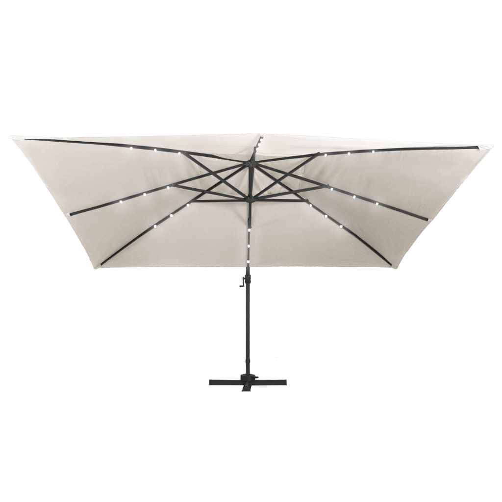 vidaXL Parasol de jardin en porte-à-faux lumières LED mât en aluminium