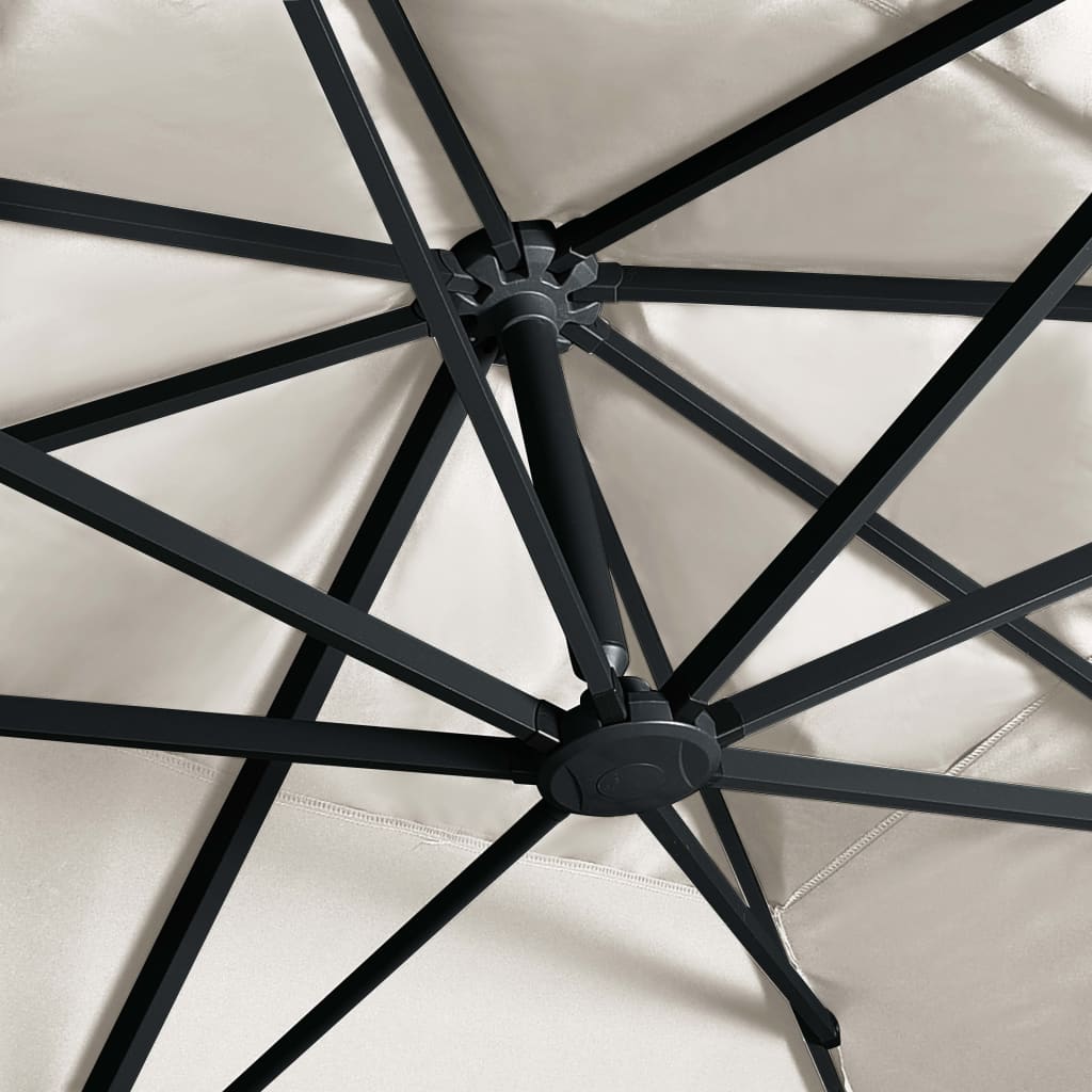 vidaXL Parasol de jardin en porte-à-faux lumières LED mât en aluminium