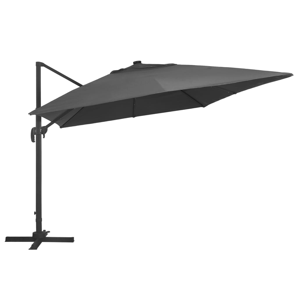 vidaXL Parasol de jardin en porte-à-faux lumières LED mât en aluminium