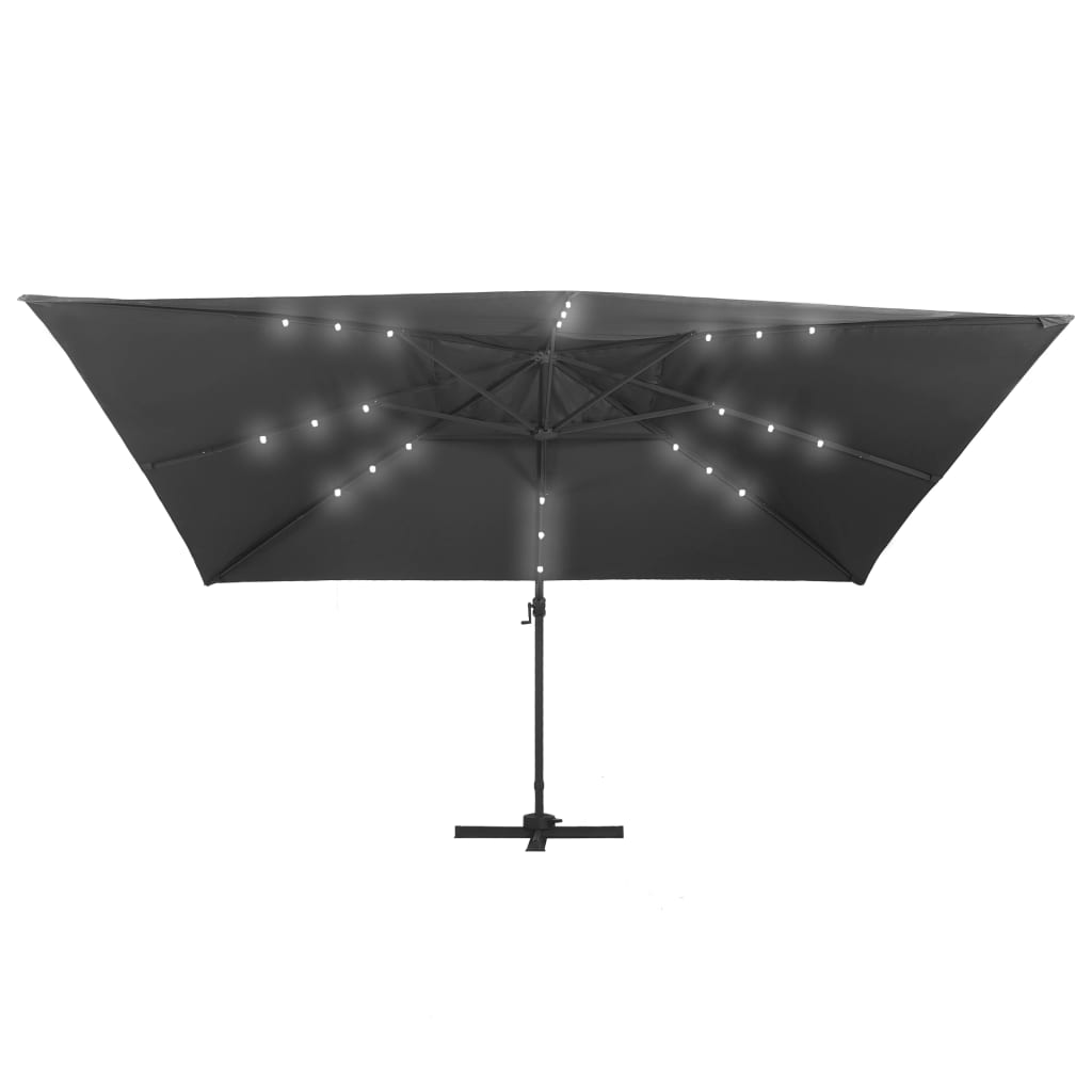 vidaXL Parasol de jardin en porte-à-faux lumières LED mât en aluminium