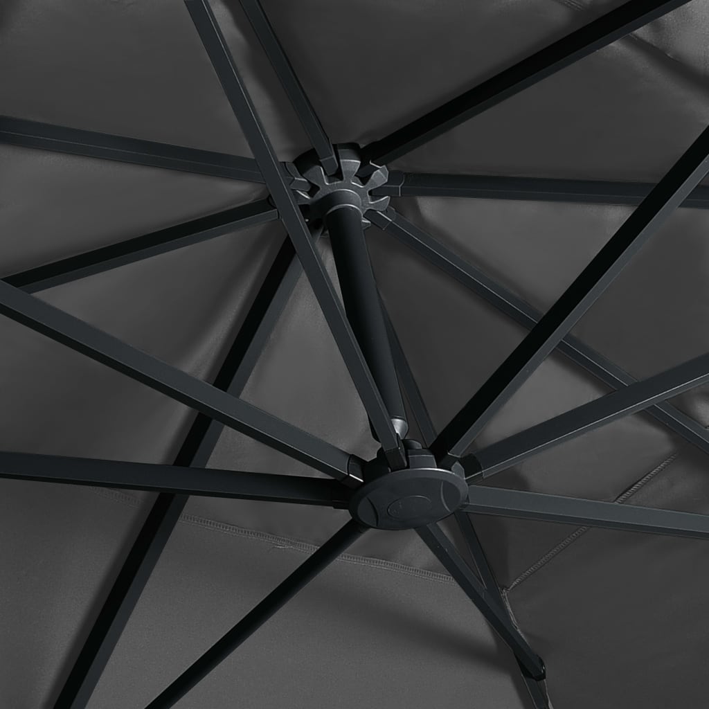 vidaXL Parasol de jardin en porte-à-faux lumières LED mât en aluminium