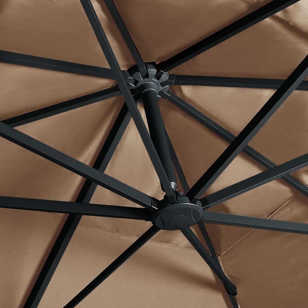 vidaXL Parasol de jardin en porte-à-faux lumières LED mât en aluminium