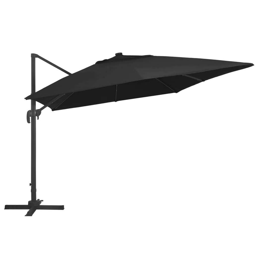 vidaXL Parasol de jardin en porte-à-faux lumières LED mât en aluminium