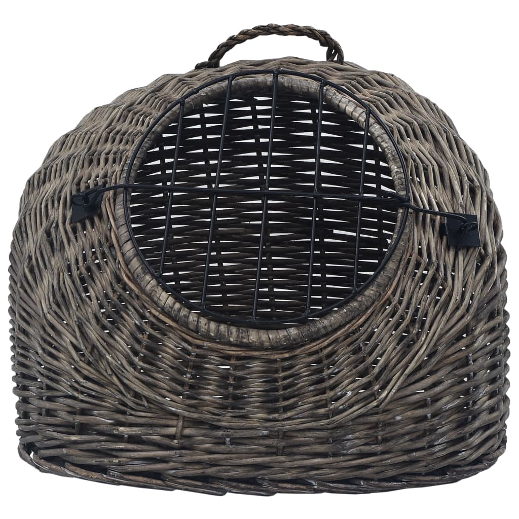 vidaXL Cage de transport pour chats Gris 50x42x40 cm Saule naturel