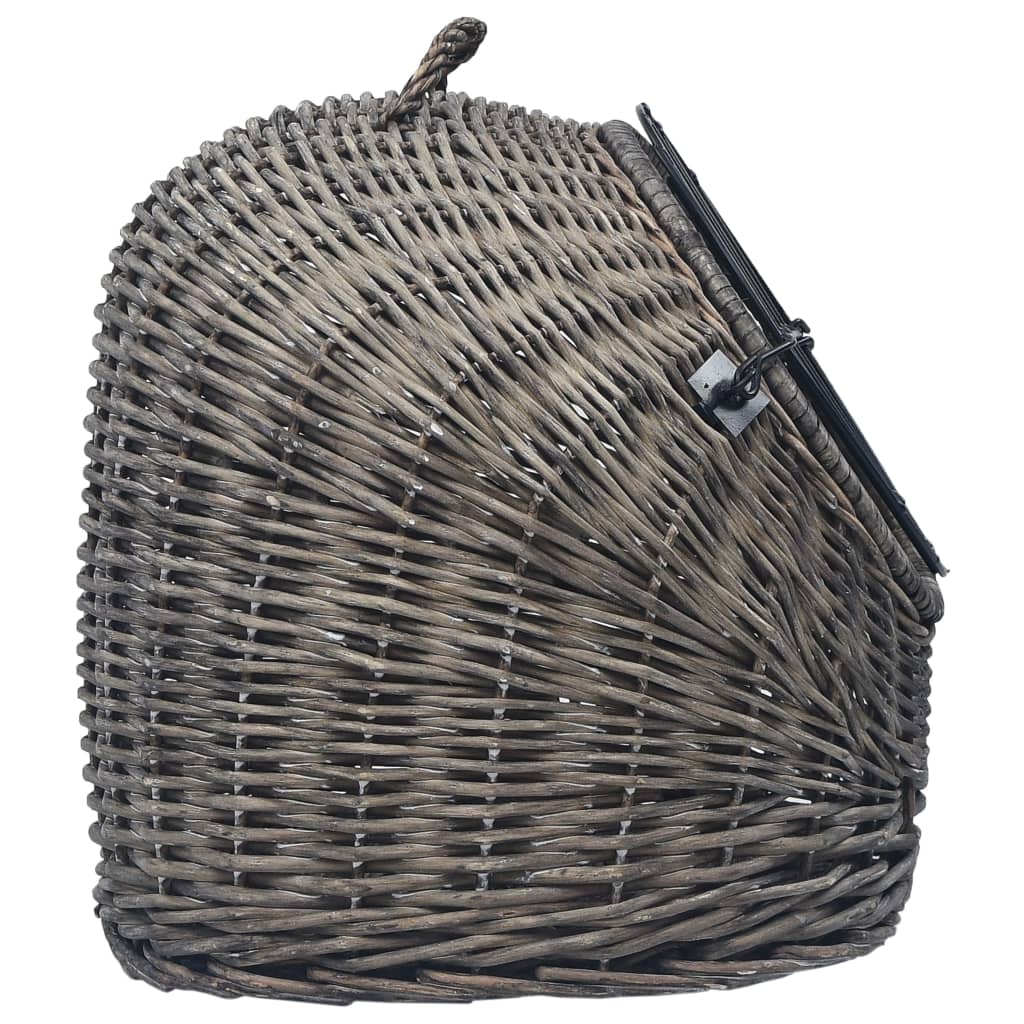 vidaXL Cage de transport pour chats Gris 50x42x40 cm Saule naturel