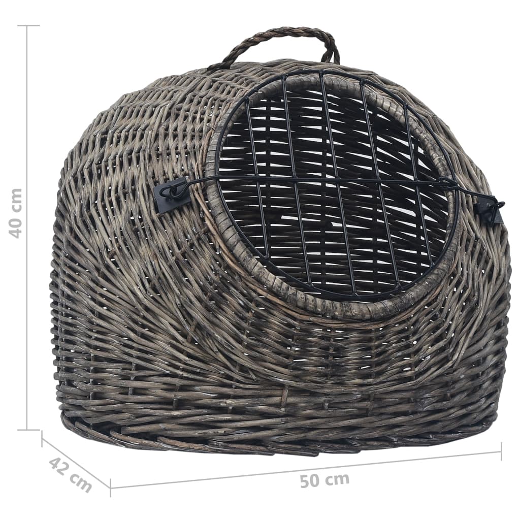 vidaXL Cage de transport pour chats Gris 50x42x40 cm Saule naturel
