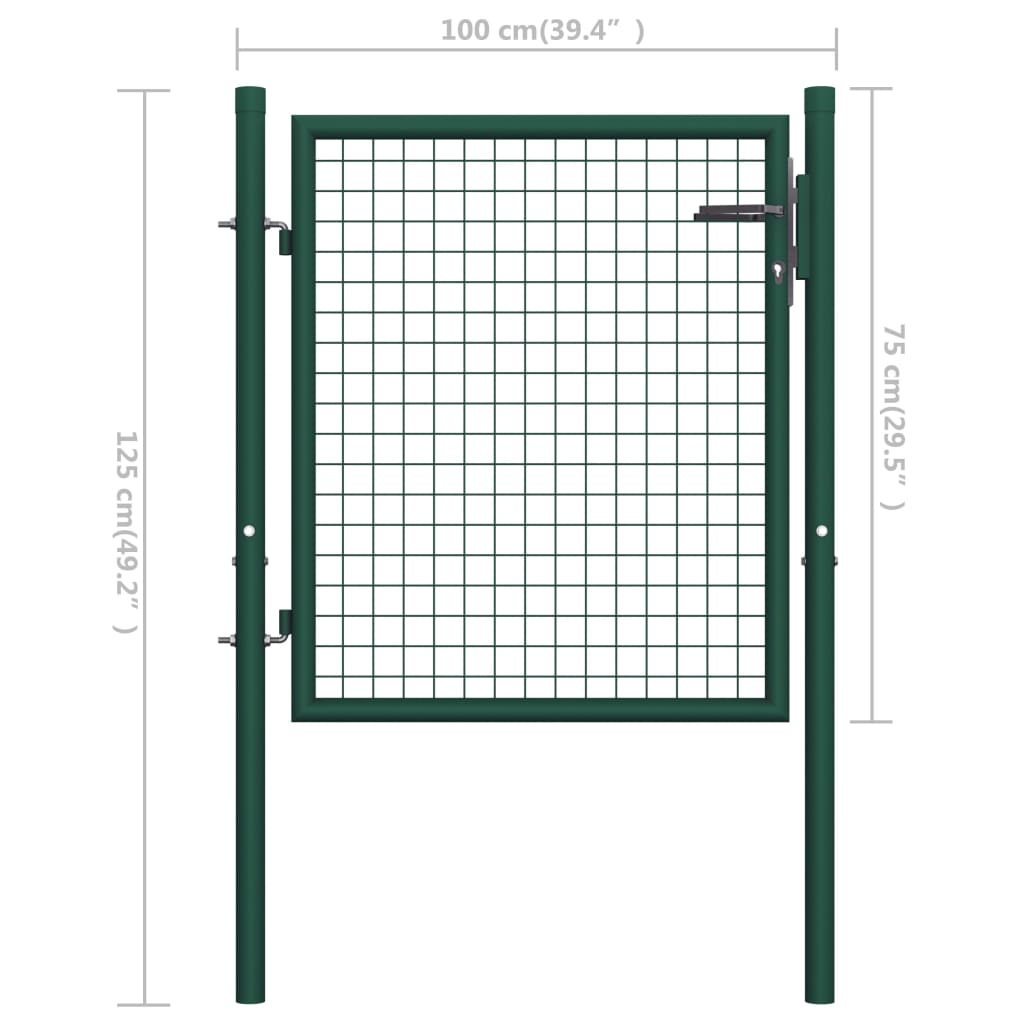 vidaXL Portail de clôture acier 100x75 cm vert