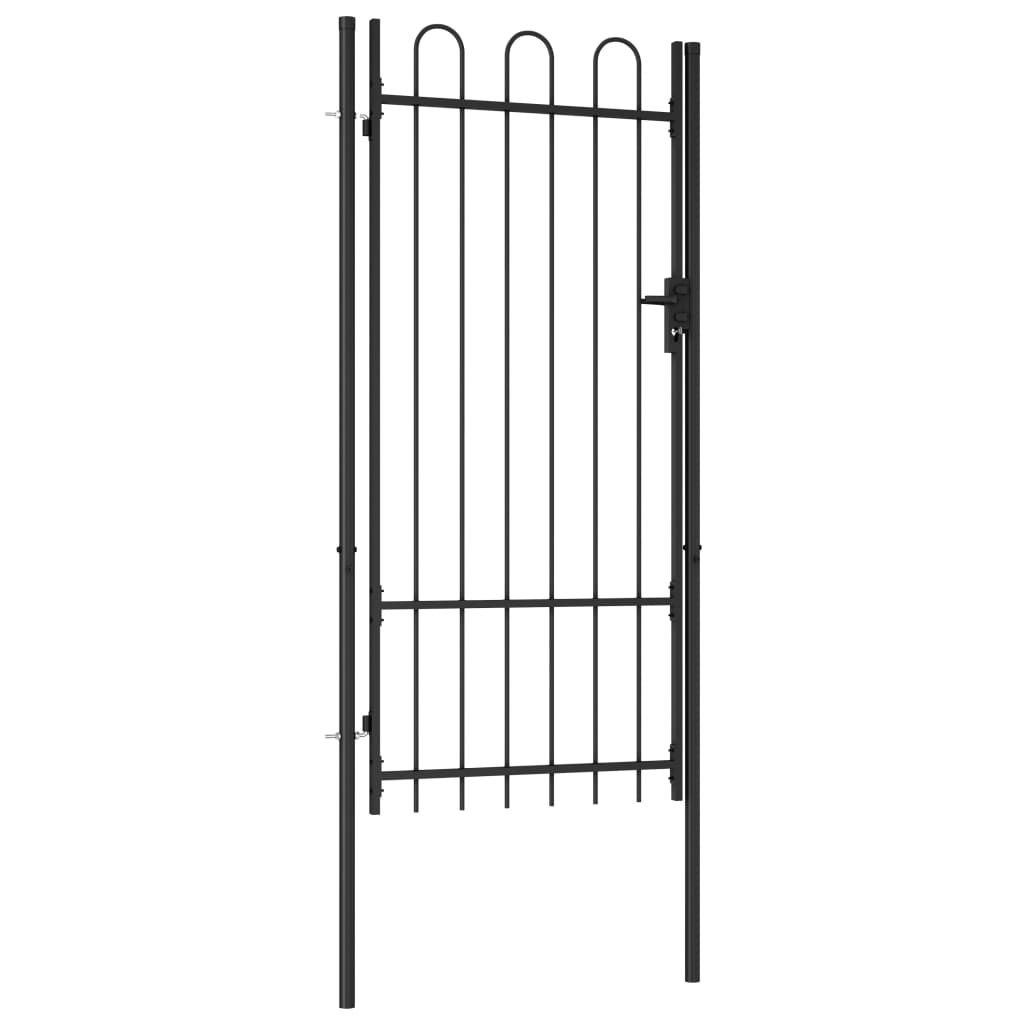 vidaXL Portillon simple porte avec dessus arqué Acier 1x2 m Noir