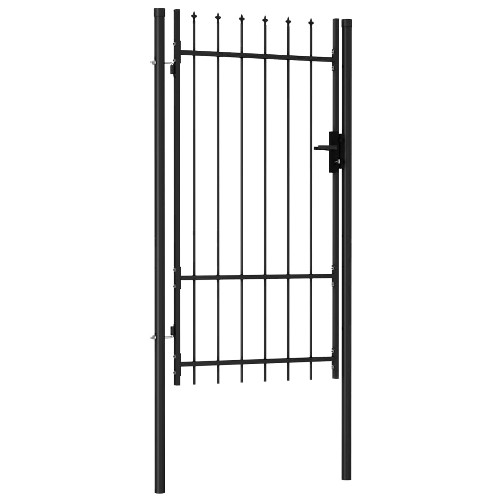 vidaXL Portillon simple porte avec dessus à pointe Acier 1x1,75 m Noir