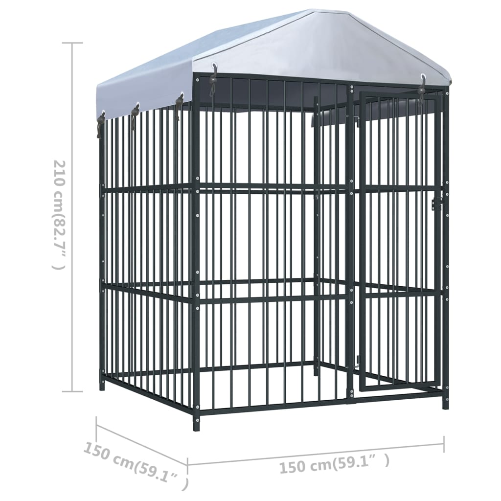 vidaXL Chenil d'extérieur avec toit pour chiens 150x150x210 cm