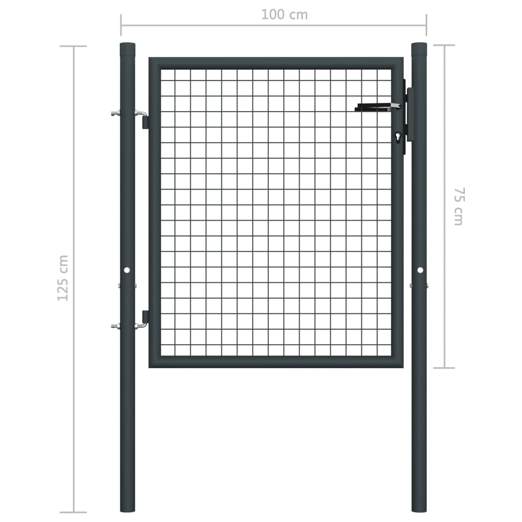 vidaXL Portail en maille de jardin Acier galvanisé 100 x 125 cm Gris