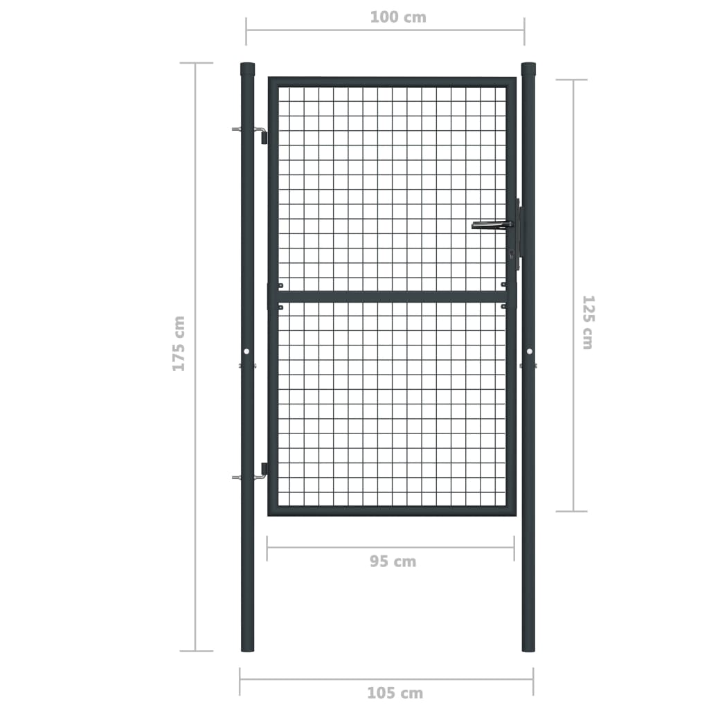 vidaXL Portail en maille de jardin Acier galvanisé 100 x 175 cm Gris