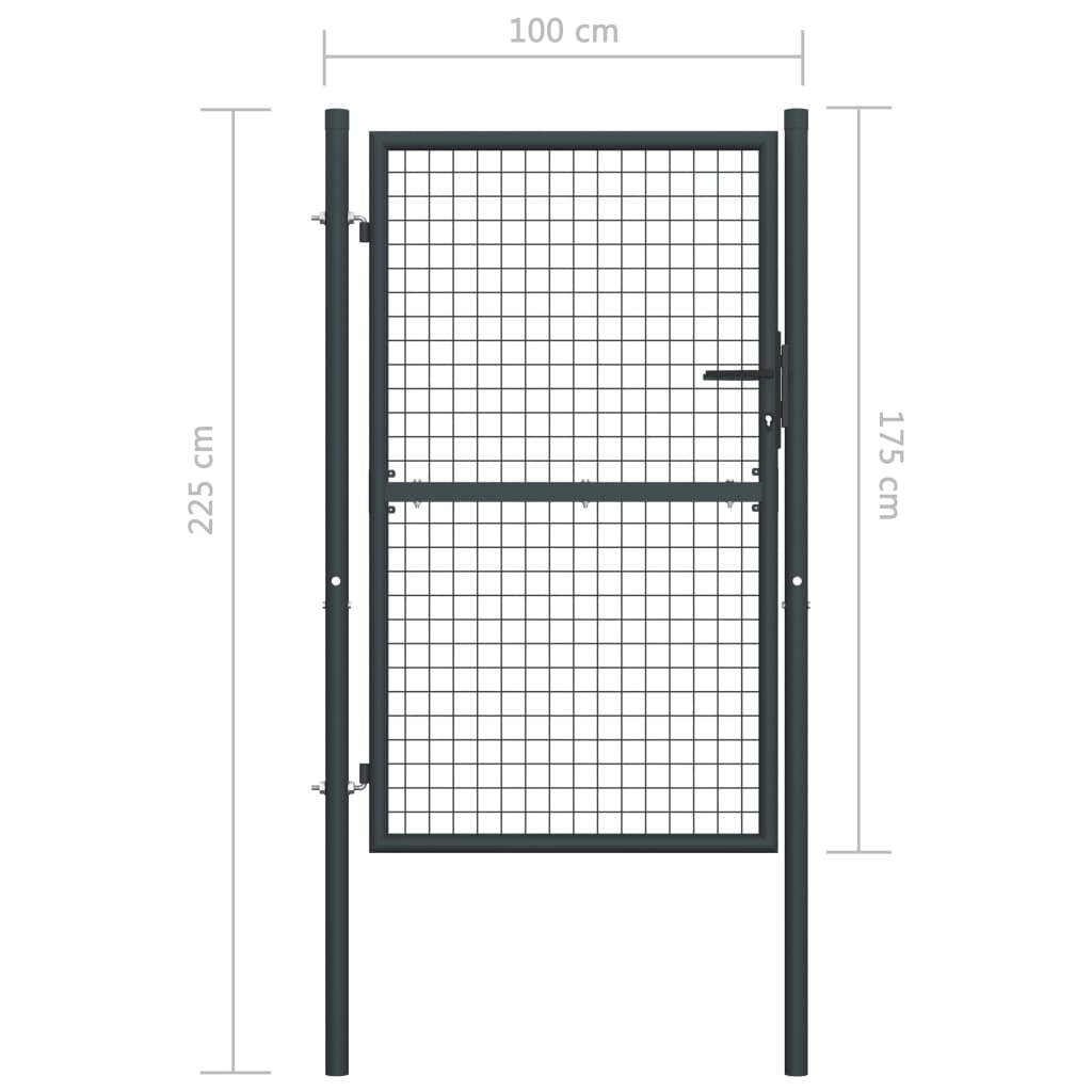 vidaXL Portail en maille de jardin Acier galvanisé 100 x 225 cm Gris