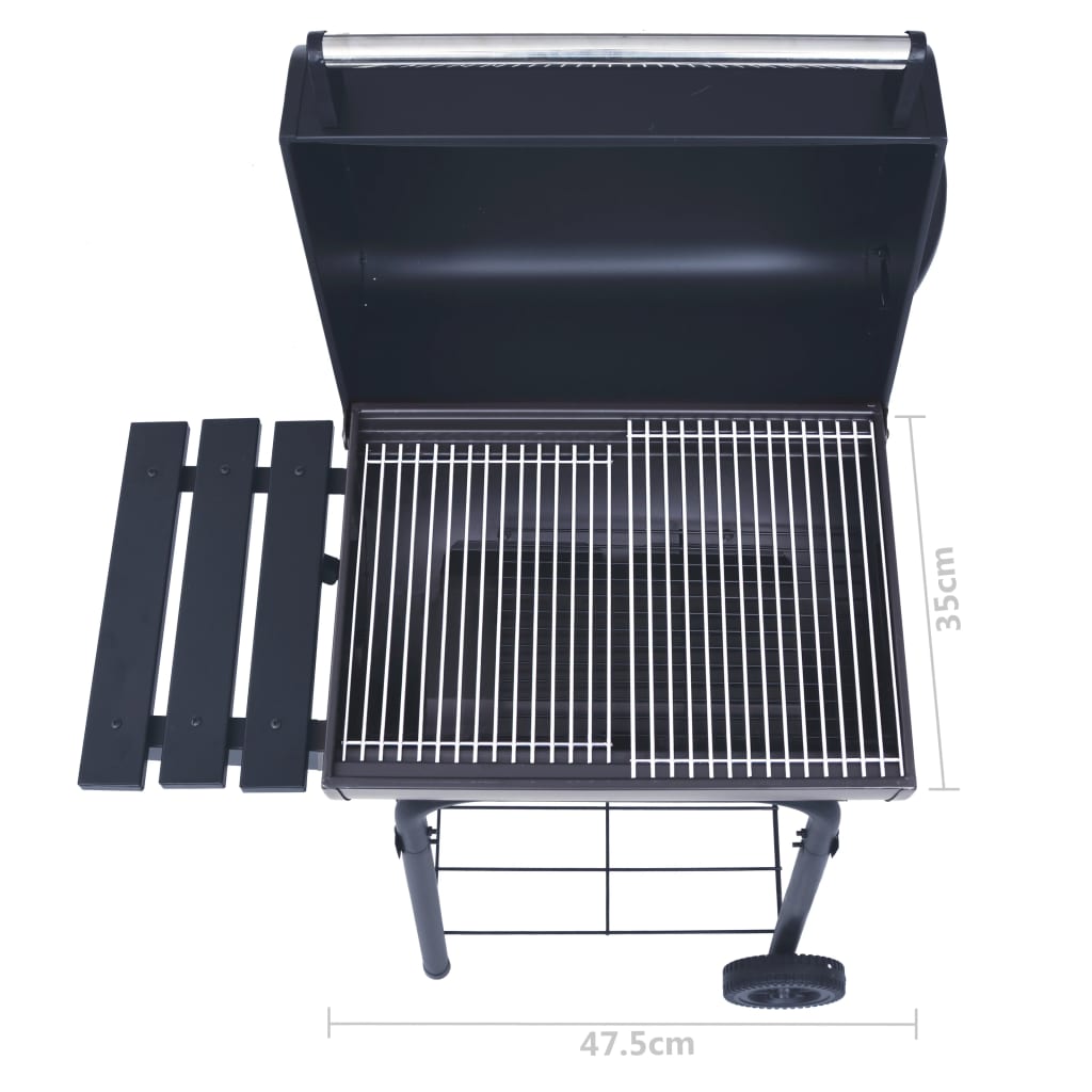 vidaXL Gril barbecue au charbon avec étagère inférieure Noir