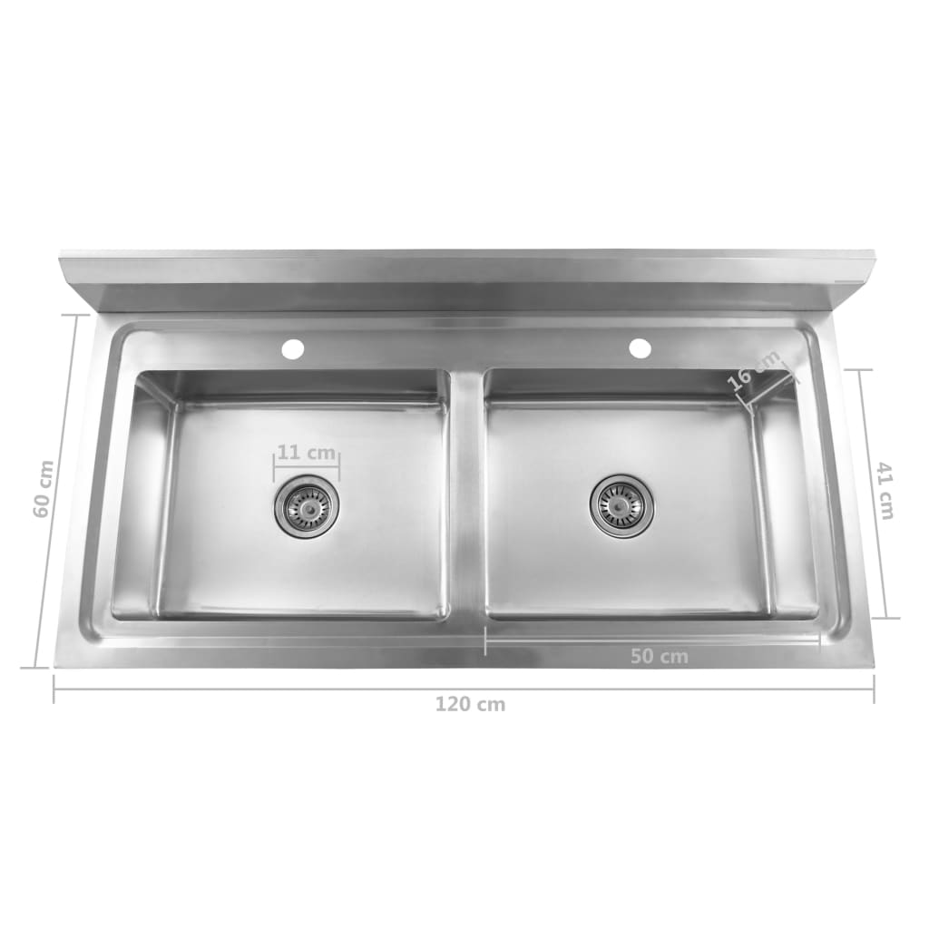 vidaXL Évier de cuisine à lavabo double Acier inoxydable
