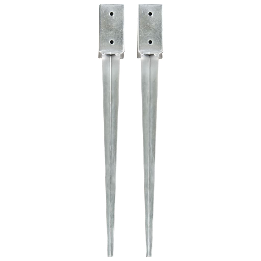 vidaXL Piquets au sol 2 pcs Argenté 7x7x75 cm Acier galvanisé