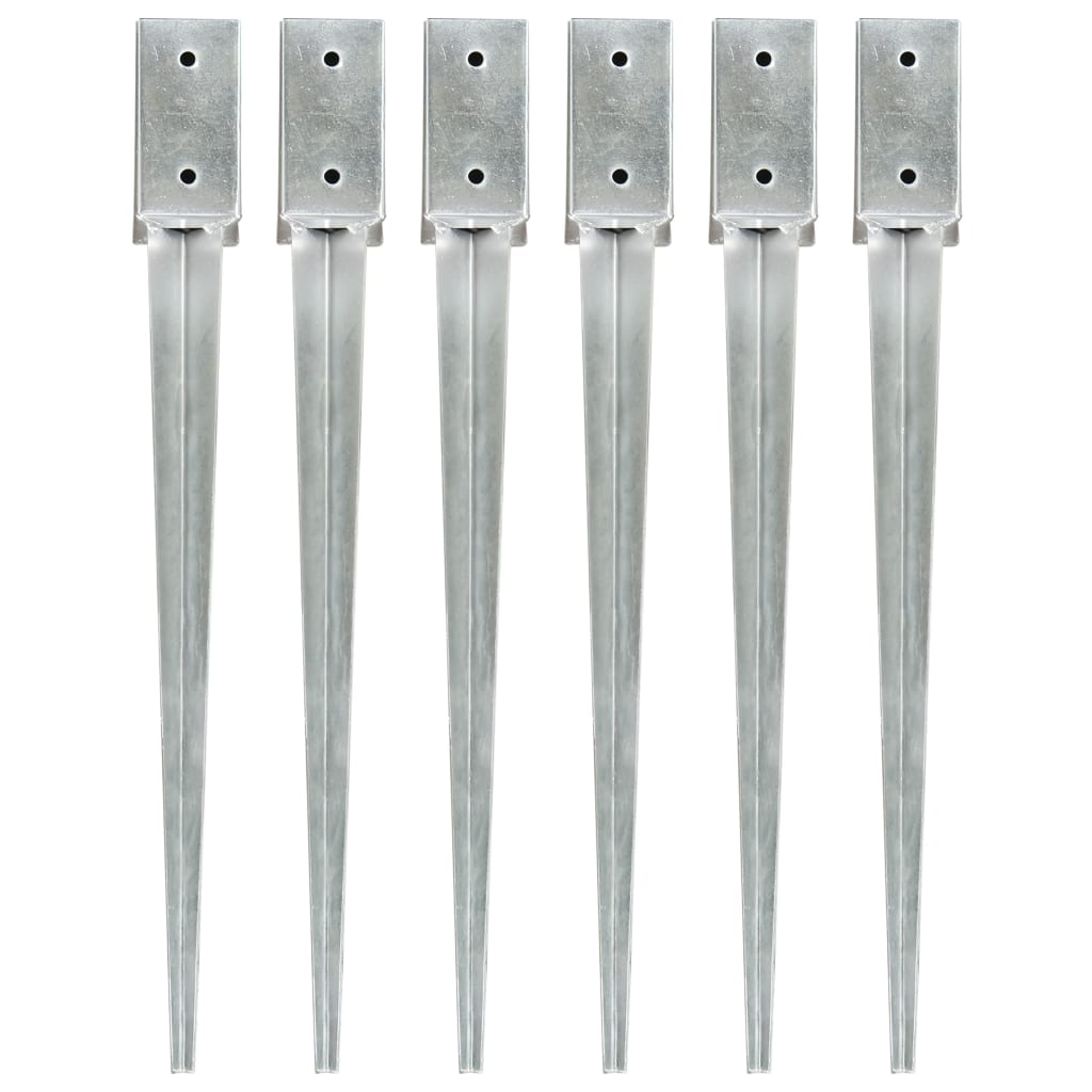 vidaXL Piquets au sol 6 pcs Argenté 7x7x75 cm Acier galvanisé
